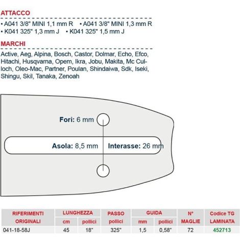 Eslabón de cadena barra de motosierra 45 cm de longitud 72 452713