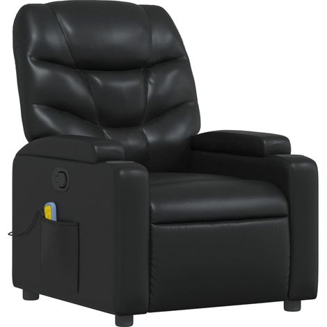 Poltrona relax TV funzione massaggio reclinabile 6 punti massaggio in PVC nero DEC027036