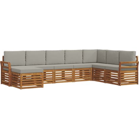 Conjunto de sofás de exterior 8 pcs Gris Natural y Claro vidaXL (1/5)