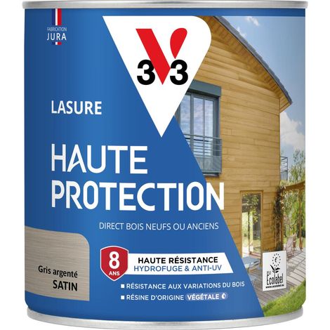 Lasure Haute Protection Biosourcée V33 gris argent Satin - 0,75L