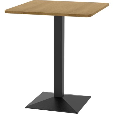 Table à manger carrée 2 personnes aspect bois piètement acier 70 x 70 x 75 cm marron foncé (1/5)
