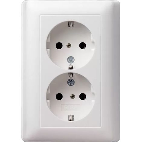 Gira 2f-SCHUKO-Steckd. SP + Vollpl. System 55 Reinweiß [078303], 0783 03 (1/2)