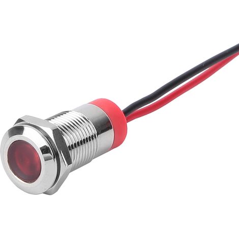 50 voyants lumineux LED BEM-10C étanches IP65, en métal de haute qualité, 10 mm (rouge, 12 V) (1/5)