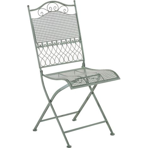 Sedia da giardino in ferro battuto verde invecchiato MDJ10024