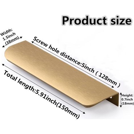 Bardusch Set di 6 maniglie invisibili per mobili da cucina in ottone spazzolato - Maniglia per cucina, maniglia per mobile, interasse fori 128 mm (1/4)