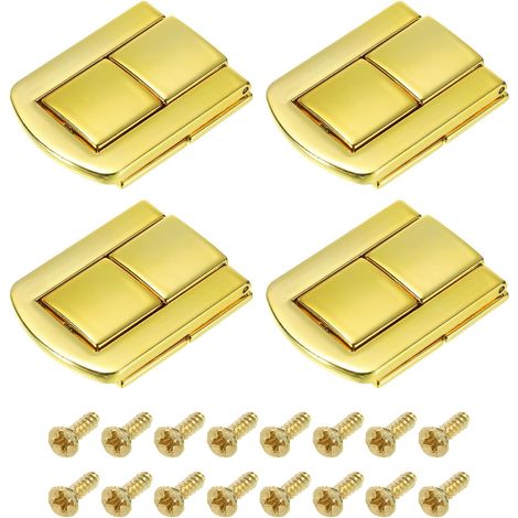 4pcs Moraillon, Alliage de zinc, 43mm x 32mm, Or, Pour boîte à bijoux, Outils