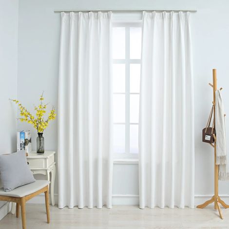 FIMEI Rideaux occultants avec crochets 2 pcs Blanc cassé 140x175 cm (1/5)