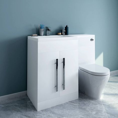 Calm White Left Hand Combination Vanity Unit Set with Toilet (1/5)