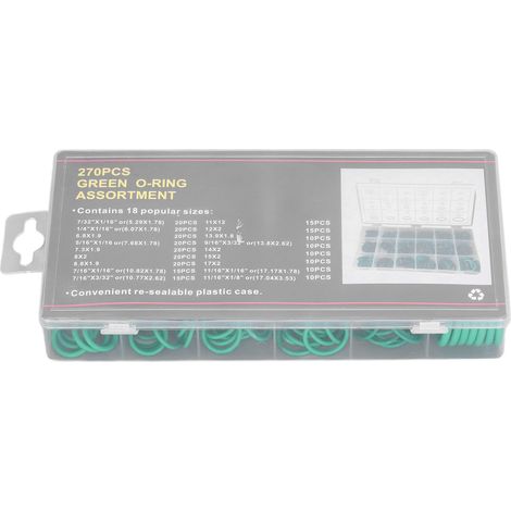 Eosnow 270pcs Green O Ring Kit Gummi -Wea -Resistant Rings Versiegelung Sortiment Set für Automobile