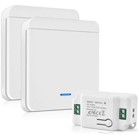 Interrupteur D'éclairage Radio 10A 230V Kit Interrupteur Sans Fil Sans Pile 200-2000W Interrupteur Va Et Vient Sans Fil Sans Câble Interrupteur Sans Fil Exterieur (1/4)
