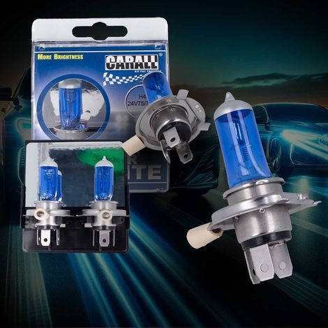 Coppia 2 Lampade H4 24V 75/70W P43t Effetto Xenon Bianco Compatibile Fari Camion (1/3)