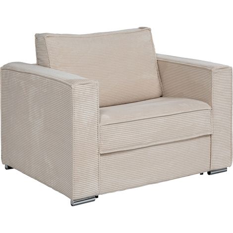 Poltrona letto a ribalta Posto letto 70 cm Materasso 14 cm in Velluto a coste Beige - LORETO