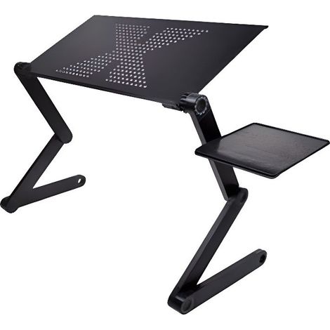 Bureau d’ordinateur portable pliable reglable Table Stand plateau d’ordinateur pour lit canape noir
