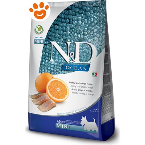 Farmina Dog N&D Ocean Adult Mini Aringa e Arancia - Sacco 2,5 Kg - Cibo Secco Cani