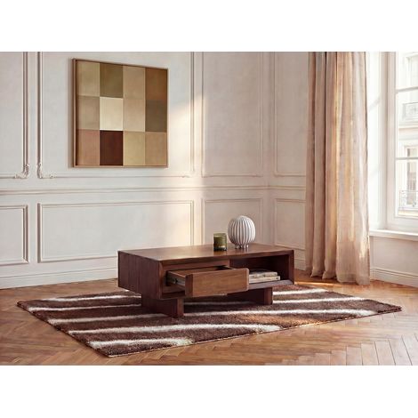 BOBOCHIC - Table basse 1 tiroir BELLECOUR bois massif de manguier (1/5)