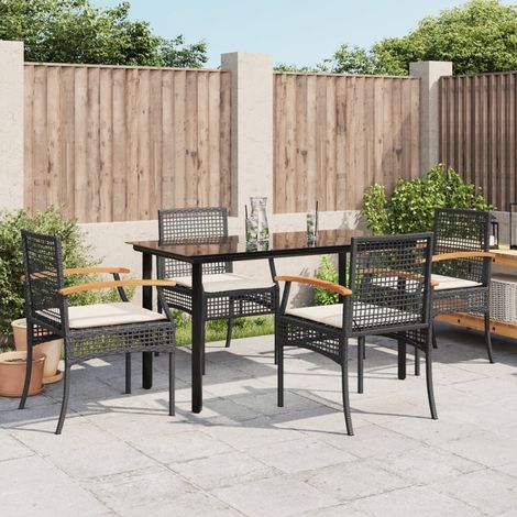 Garden Dining Set Black PE Rattan Medium Removable Covers vidaXL (1/5)