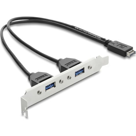 USB Typ-E Key A Stecker zu 2 x USB 5 Gbps Typ-A Buchse mit Slotblech Anschlusskabel 35,5 cm