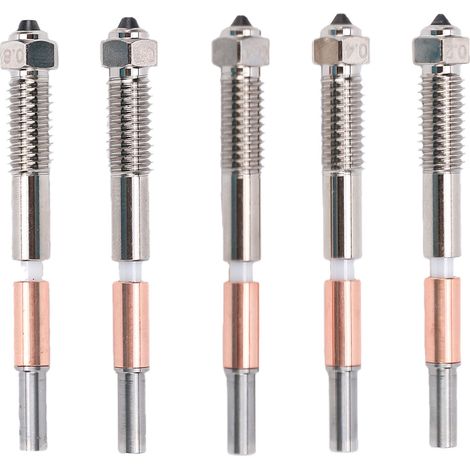 Buse de remplacement bimétallique pour imprimante 3D QIDI Q2 Q2C, échange rapide, Tube de gorge en céramique intégré, acier trempé 0.2 0.4 0.6 0.8mm, 5 pièces (1/5)