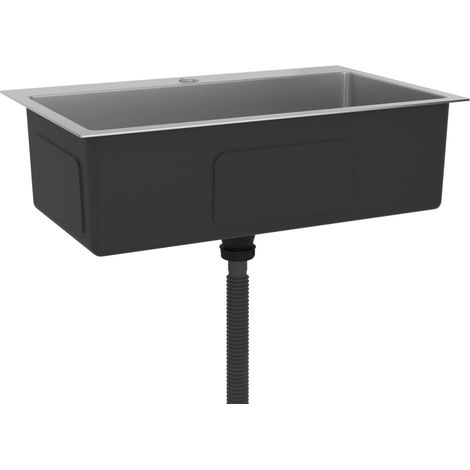 Evier de cuisine fait main maison intérieur lavabo de salle de bain installation cuisine 70 x 44 cm acier inoxydable argenté (1/5)