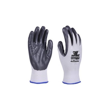 Paq. 12 guantes nylon nitrilo gris ecoflex extragrande t.10 (1/2)