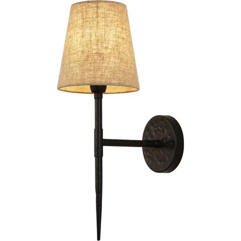Searchlight Gothic Applique Murale Martelé Noir, Lin Naturel (1/5)