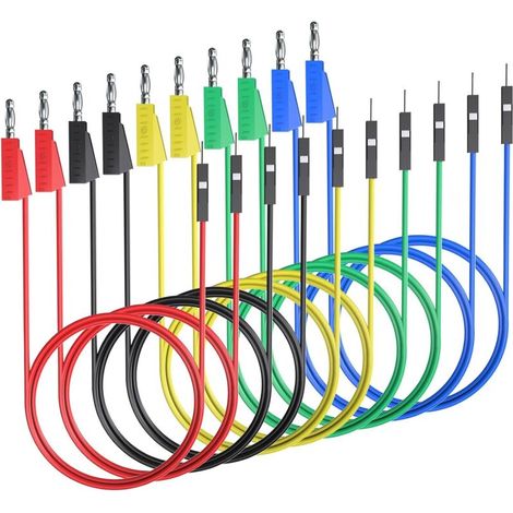 Fiche banane empilable vers planche à pain, fils de raccordement males, fils de Test en Silicone souple et flexible pour les tests électriques (1/3)
