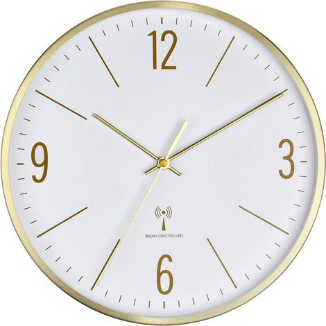 TFA-Dostmann 60.3534.53 Orologio da Parete Analogico Radiocontrollato DCF77 Movimento Silenzioso Cambio Automatico Ora Legale colore Oro (1/3)