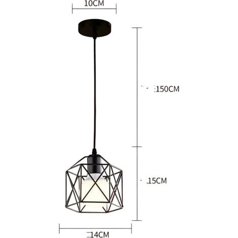 Suspension Luminaire, E27 Rétro Lustre Plafonnier Vintage Métal Lampe Cage Industriel (1/4)