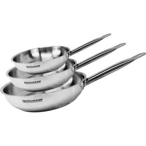 Set of 3 frying pans 20. 24 and 28 cm in stainless steel Fackelmann Eterna (1/3)