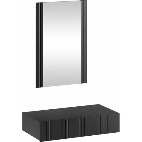Tocador Evavese 109, Negro, Espejo, 17x80x42cm