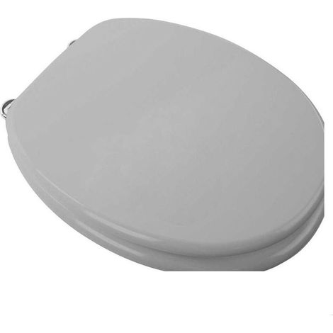 Balterley Bathroom Standard Adjustable-Hinges Round Toilet Seat, Silver Wood Effect Finish - 457x370 mm (Seat Only)