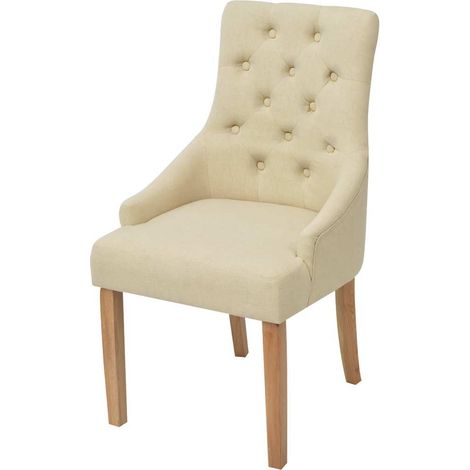 Maison Exclusive - Sillas de comedor 4 unidades tela color crema (1/5)