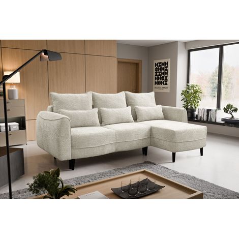 Ecksofa Selio mit Schlaffunktion und Bettzeugcontainer Ecru Rechts (1/5)
