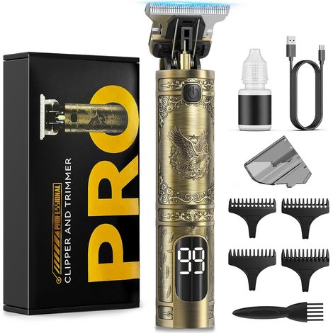 Men's Hair Clipper, Men's Beard Clipper Hair and Beard Trimmer Electric Men's Wireless Shaver with LED Screen Smart Rechargeable USB C Gift for Men (1/5)