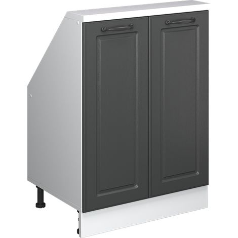 Dachschrägenschrank Rion, Anthrazit Landhaus/Weiß, mit 2 Türen, Vicco