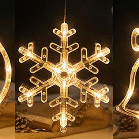 Guirlande Lumineuse Led - Décoration De Fenêtre De Noël Avec Ventouse - Formes Festives - 28 Cm - 5 V (1/5)