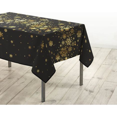 Nappe rectangulaire 150x300 antitache imprimé doré