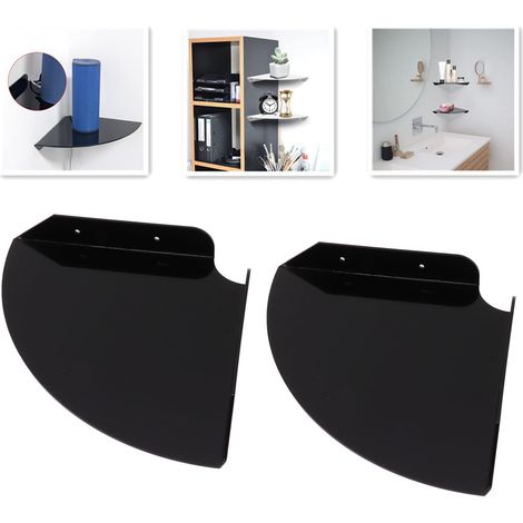 Étagère d'angle flottante pour enceinte de salon, étagère d'exposition pour objets de collection dans la chambre, étagère murale de douche pour salle de bain, noire (1/5)