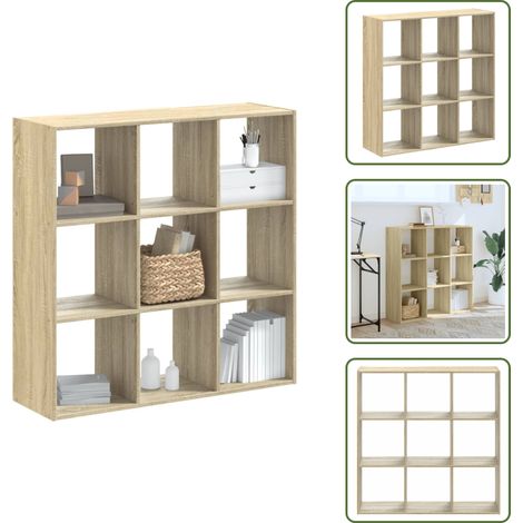 Bibliothèque chêne sonoma 102x32x102 cm bois d'ingénierie - Bibliothèque - Étagère - Meuble De Rangement - Bibliothèque Design - Bibliothèque Rustique (1/5)