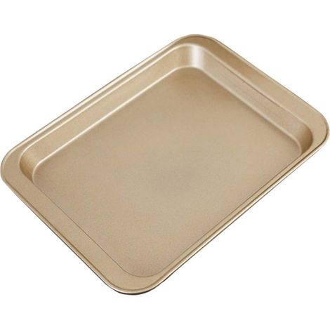 Teglia antiaderente in acciaio inox da 33 x 23 cm per torte, forno, rotoli e altri tipi di dolci (Oro) (1/5)
