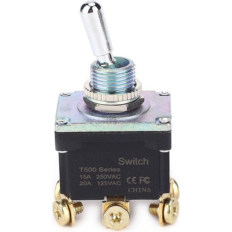 Interrupteur à bascule étanche T502B, 6 broches ON-ON, base en nylon, 15 A 250 V CA / 20 A 125 V CA (1/5)