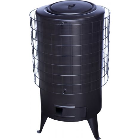 ESTUFA LEÑA REDONDA CHAPA Nº4=68CMx36Ø NEGRA S/HORIZ 120Ø 7 KW (1/3)