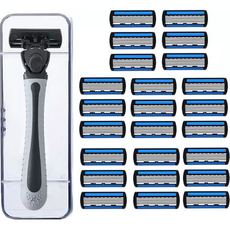 Máquina de Afeitar Manual 6 Cuchillas con 24 Recambios, Mango Ergonómico Antioxidante – Ideal para el Hogar y Viajes (1/5)