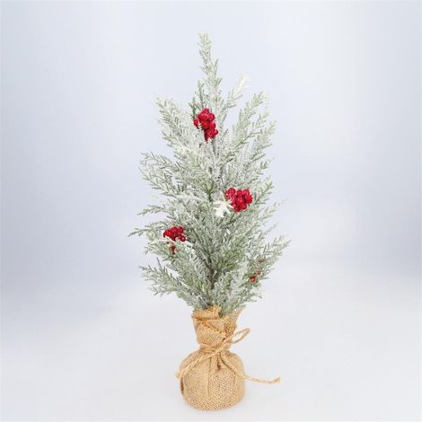 Sapin de Noël "Silat" Ø20x40cm coloris vert et marron (non lumineux) (1/5)