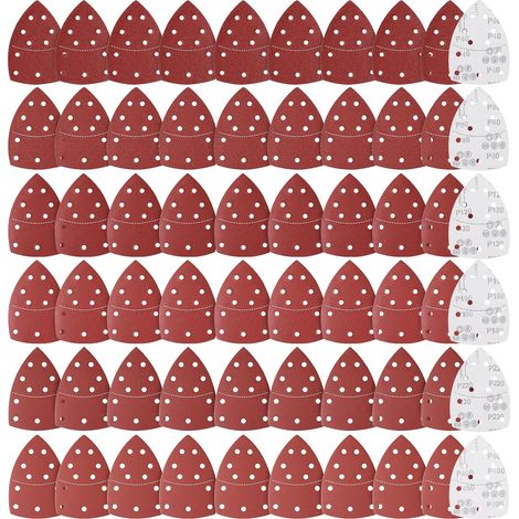 50 Feuilles abrasives, 152x105mm, 11 trous, Grain 40-400, Oxyde d'aluminium, Pour ponceuse électrique bois métal (1/5)