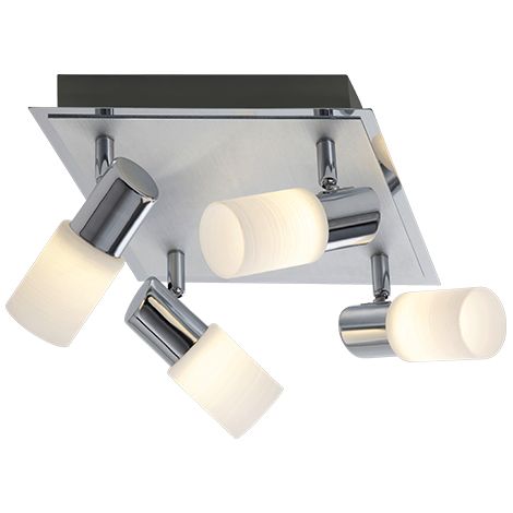Plafonnier LED 4xSMD 4,3W, chrome et verre mat blanc - Trio - Clapton (1/4)