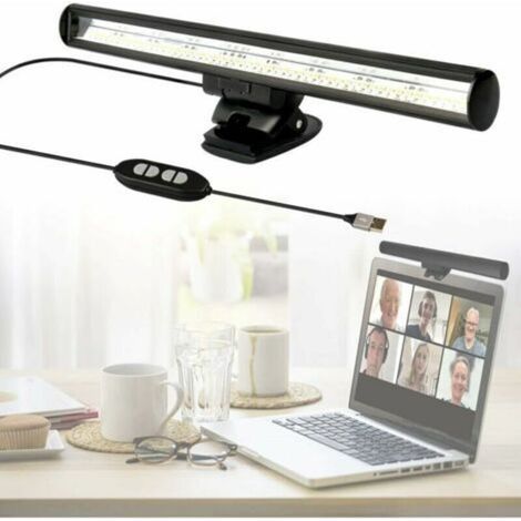 LED Lampe Ordinateur Portable, Lampe Laptop pour Vidéoconférence, Lampe d'établi, Lampes USB Screenbar avec 10 Luminosité / 3 Températures de Couleur/Gain de Place (1/5)