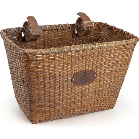 Panier de vélo, panier de vélo en rotin fait main, panier avant de vélo pour femme, panier de vélo style vintage pour adulte (1/4)
