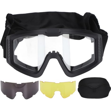 Dicke, abnehmbare, UV-beständige Outdoor-Schutzbrille für Radfahren und Camping, stoßfest, schwarzer Rahmen