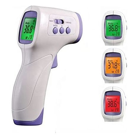 Thermometre Frontal Infrarouge médicale Thermomètre sans Contact pour Adulte Enfant bébé, Affichage LCD Mode avec indicateurs colorés Option sonore, et 32 mémoires. (1/5)